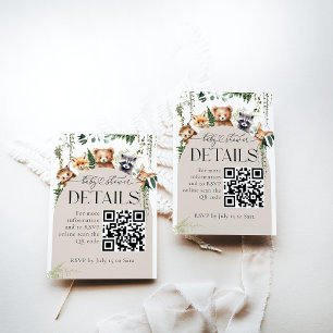 Woodland Modern Baby shower Details QR-code Informatiekaartje