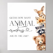 Woodland Modern Baby shower Guess Animal Game Poster (Voorkant)