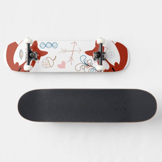 Woodland Modern Fox Arrows Acorn Leaf Pattern Skateboard (Horizontaal)