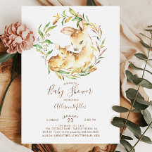 Woodland Mom & Little Deer Baby shower Invitation