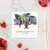 Woodland Monkey Verjaardag gepersonaliseerd Servet (Insitu)