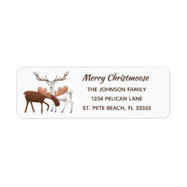 Woodland Moose and Deer Merry Christmoose Etiket