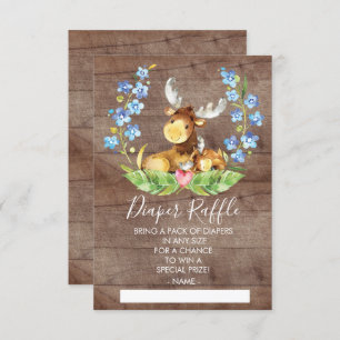 Woodland Moose Baby shower Luier Raffle Ticket Kaart