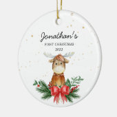 Woodland Moose Baby's Eerste Kerstmis Keramisch Ornament (Links)