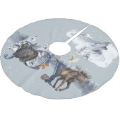 Woodland Moose Beer Snow JOY Mountain Scene Kerstboom Rok (Gekanteld)