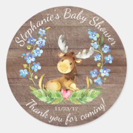 Woodland Moose Boys Baby shower Favor Sticker
