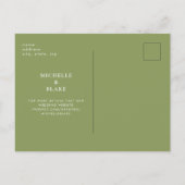 Woodland Mosgroene Monogram Save the Date Briefkaart (Achterkant)