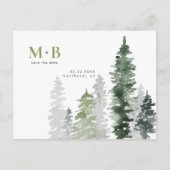Woodland Mosgroene Monogram Save the Date Briefkaart (Voorkant)