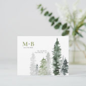 Woodland Mosgroene Monogram Save the Date Briefkaart (Staand voorkant)