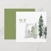 Woodland Moss Green Monogram Save the Date Square (Voorkant / Achterkant)