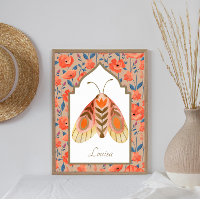 Woodland Moth Aardse Bloemen Custom Wall Art