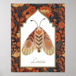 Woodland Moth Aardse Bloemen Wall Art Poster