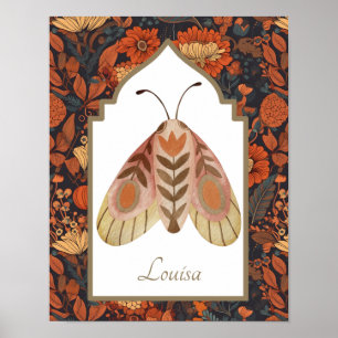 Woodland Moth Aardse Bloemen Wall Art Poster