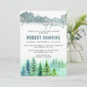 Woodland Mountain Adventure Awaits Baby shower Kaart (Staand voorkant)