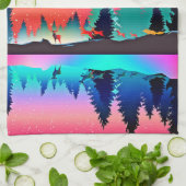 Woodland mountain aurora dieren theedoek (Gevouwen)