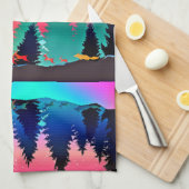 Woodland mountain aurora dieren theedoek (Quarter Fold)
