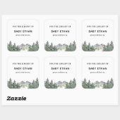 Woodland Mountain Baby Shower Boekenbibliotheek Vierkante Sticker (Vel)