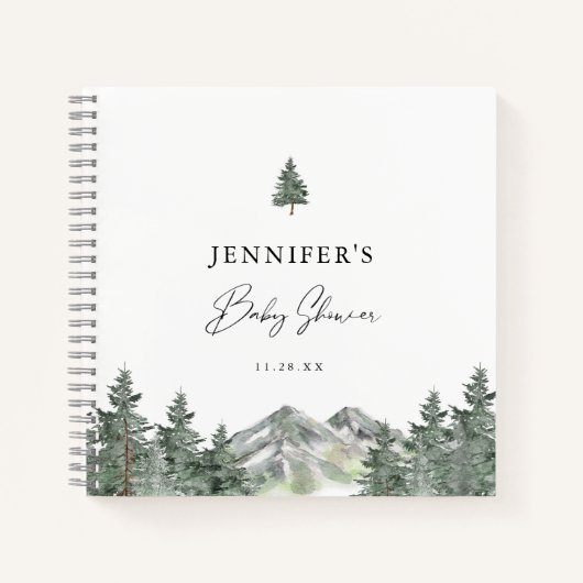 Woodland Mountain Baby shower Guestbook Notitieboek (Voorkant)