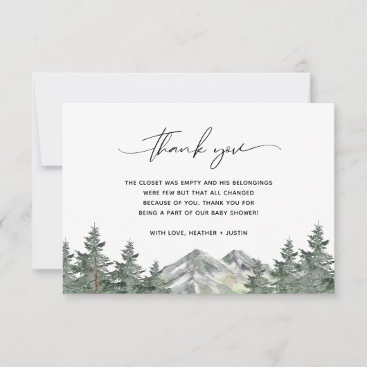 Woodland Mountain Baby shower Hartelijk dank Bedankkaart (Voorkant)