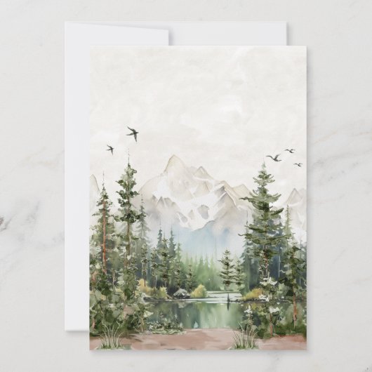 Woodland Mountain Baby shower Kaart (Achterkant)