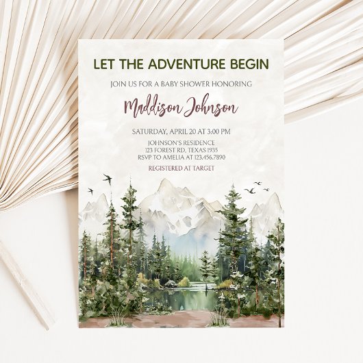 Woodland Mountain Baby shower Kaart