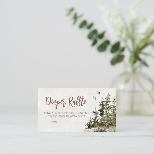 Woodland Mountain Baby shower Luier Raffle Informatiekaartje (Staand voorkant)