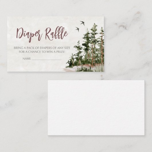 Woodland Mountain Baby shower Luier Raffle Informatiekaartje (Voorkant / Achterkant)