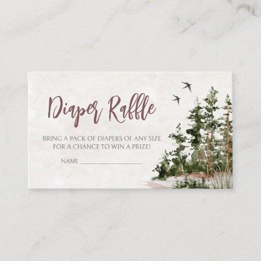 Woodland Mountain Baby shower Luier Raffle Informatiekaartje (Voorkant)