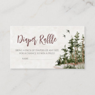 Woodland Mountain Baby shower Luier Raffle Informatiekaartje