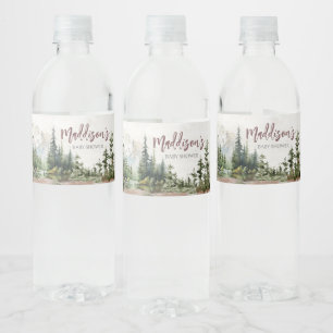 Woodland Mountain Baby shower Waterfles Etiket