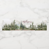 Woodland Mountain Baby shower Waterfles Etiket (Enkel label)