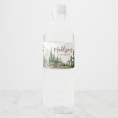Woodland Mountain Baby shower Waterfles Etiket (Voorkant)
