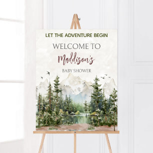 Woodland Mountain Baby shower Welkom Poster
