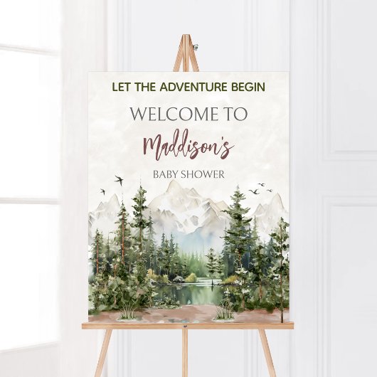 Woodland Mountain Baby shower Welkom Poster