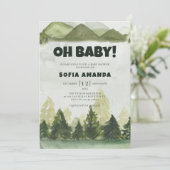 Woodland Mountain Forest Baby shower Kaart (Staand voorkant)