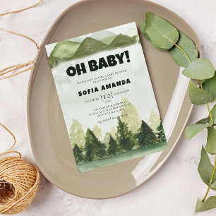 Woodland Mountain Forest Baby shower Kaart