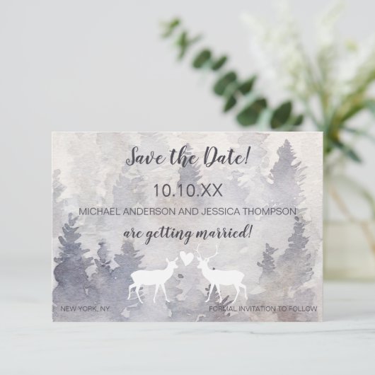 Woodland Mountain Forest Deer Save the Date (Staand voorkant)