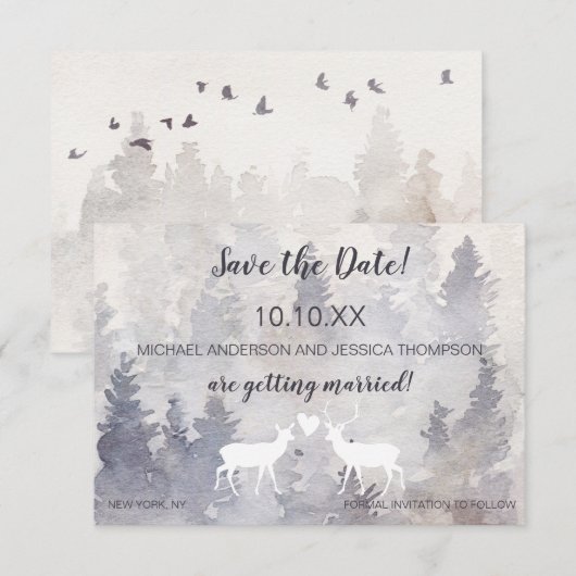 Woodland Mountain Forest Deer Save the Date (Voorkant / Achterkant)