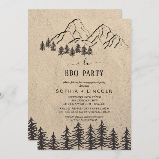 Woodland Mountain 'I Do' BBQ Verlovingspartij  Kaart (Voorkant / Achterkant)