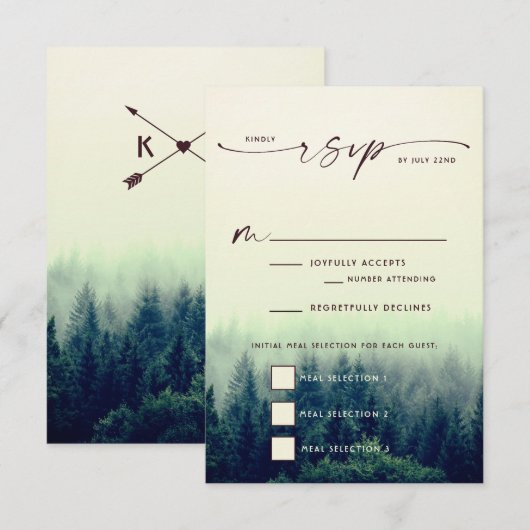 Woodland Mountain Wedding RSVP (Voorkant / Achterkant)