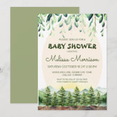 Woodland Mountains Baby Jongen Douche Kaart (Voorkant / Achterkant)