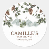 Woodland Mountains Boy Baby shower Ronde Sticker (Voorkant)