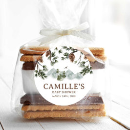 Woodland Mountains Boy Baby shower Ronde Sticker