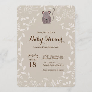 Woodland Mouse Baby shower Invitation Kaart