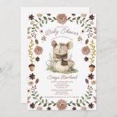 Woodland Mouse Baby Shower Kaart (Voorkant / Achterkant)