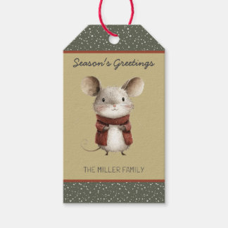 Woodland Mouse Christmas Gift Label Cadeaulabel