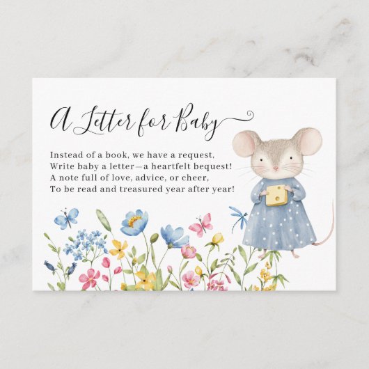 Woodland Mouse Floral Een brief aan het Baby showe Informatiekaartje (Voorkant)