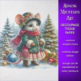 Woodland Mouse in Winter Wonderland Decoupage Tissuepapier