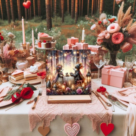 Woodland Mouse Romantische Tea Party Valentijn Feestdagenkaart