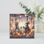 Woodland Mouse Romantische Tea Party Valentijn Feestdagenkaart (Staand voorkant)